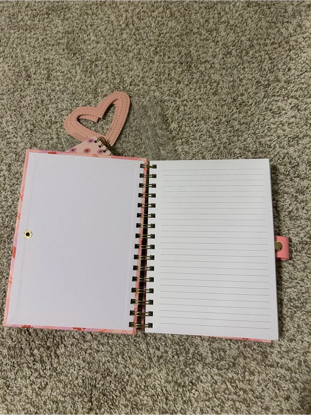 Pink Floral Spiral Notebook [2 pcs] with Heart